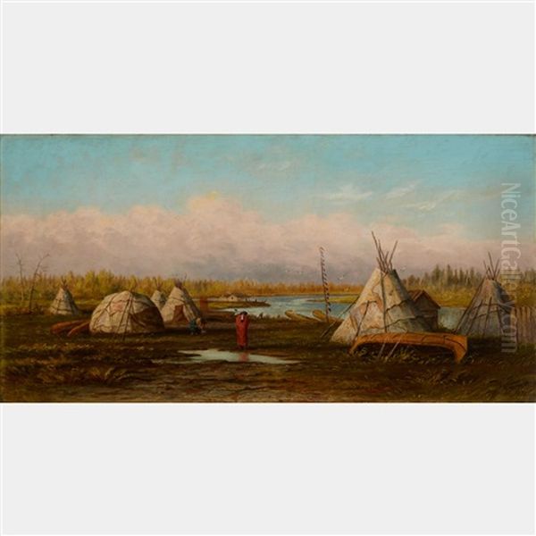 Ojibway Camp At Northwest Angle, Lake Of The Woods Oil Painting by Frederick Arthur Verner