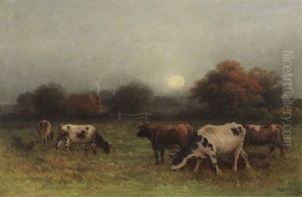 Cattle At Pasture Oil Painting by Frederick Arthur Verner