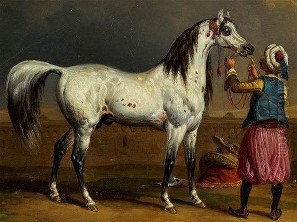 Mamluk With White Stallion Oil Painting by Carle Vernet