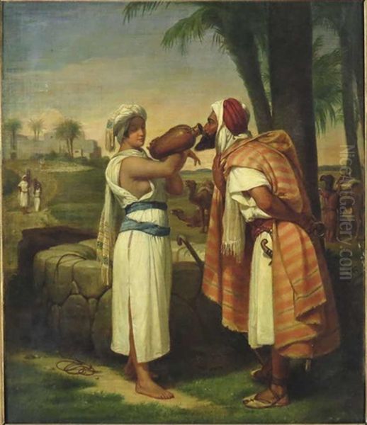 Middle Eastern Scene At The Oasis Well Oil Painting by Carle Vernet