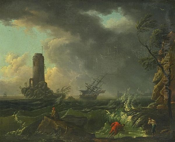 Gewittersturm Vor Der Kuste Oil Painting by Claude Joseph Vernet