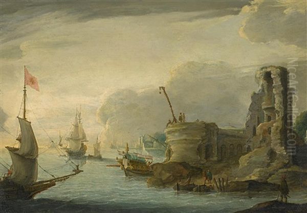 Ideale Hafenansicht Oil Painting by Claude Joseph Vernet