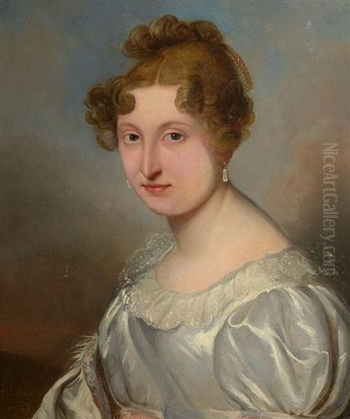 Portrait De Madame Bunier Oil Painting by Jules Vernet