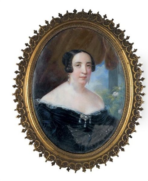 Portrait De Mlle George Oil Painting by Jules Vernet