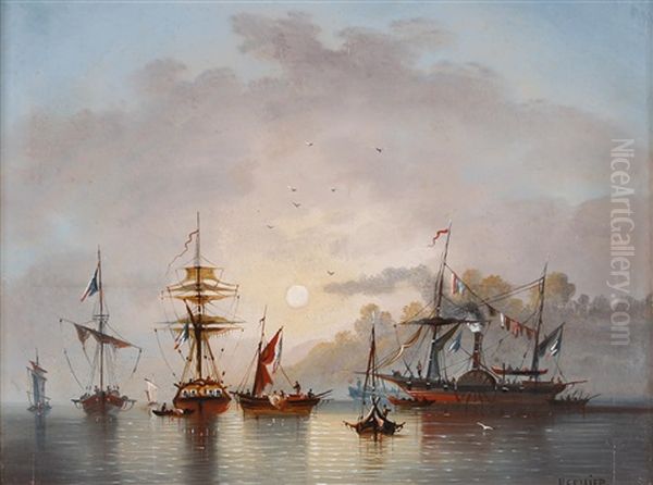 Segelschiffe Oil Painting by Emile Louis Vernier