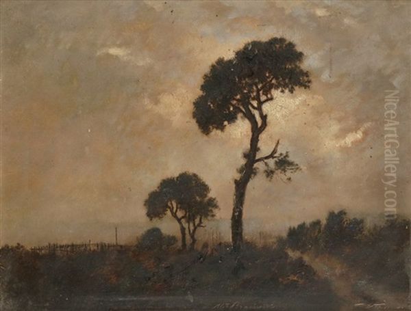 Menton, Paysage Au Arbres; Bord D'etang Anime (2 Works) Oil Painting by Paul Vernon