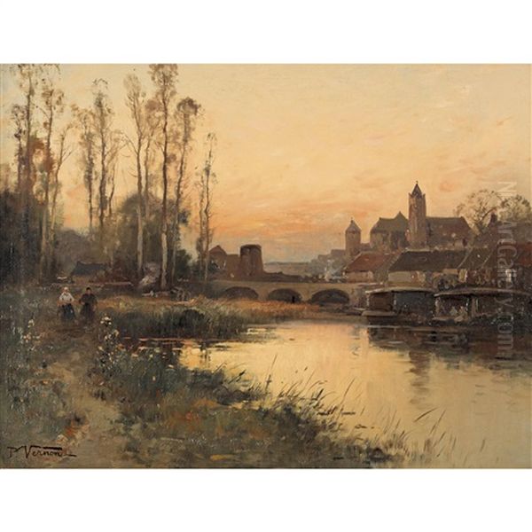 Abendliche Partie Bei Moret-sur-loing Oil Painting by Paul Vernon