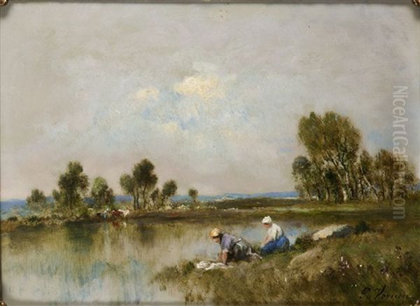 Lavandaie Al Fiume Oil Painting by Paul Vernon