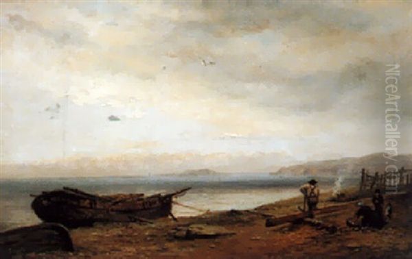 Seaweed Gatherers, Calm Waters Beyond by William Henry Vernon