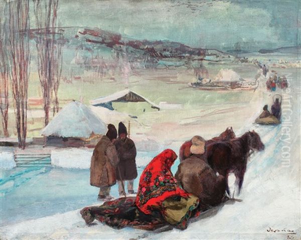 Convoi De Sanii In Bucovina Oil Painting by Arthur Garguromin Verona