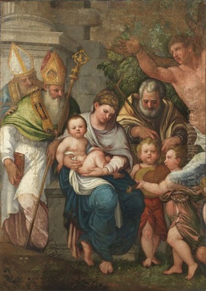 Madonna Col Bambino, San Giuseppe E Santi Oil Painting by Paolo Veronese