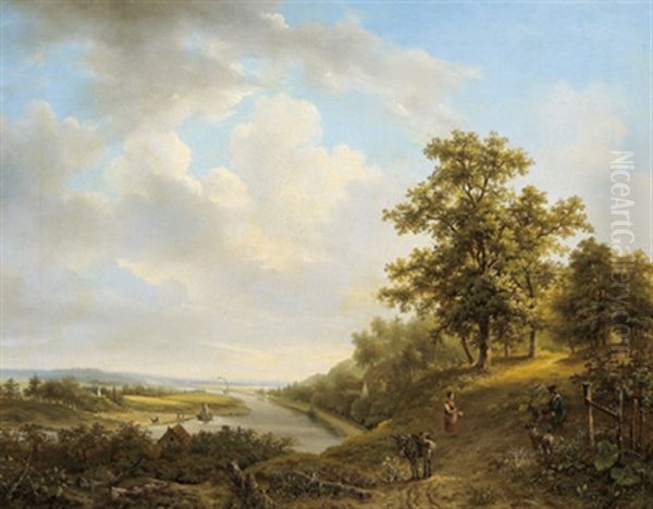 Hollandische Fluslandschaft Oil Painting by Hendrik Verpoeken