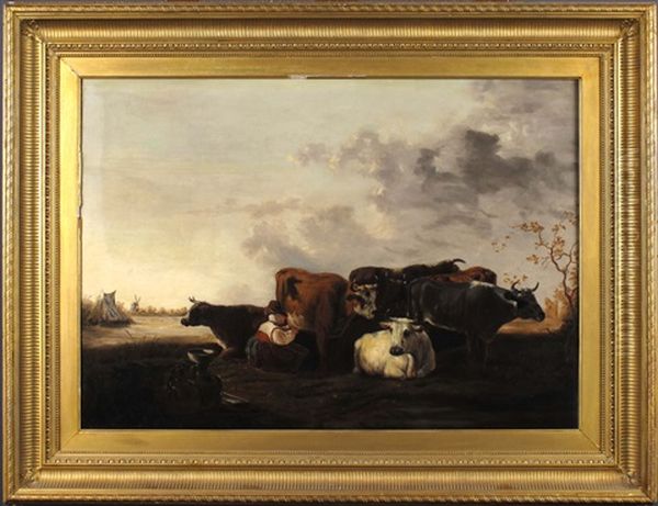 Traite Des Vaches Au Champ by Jacob Johann Verreyt