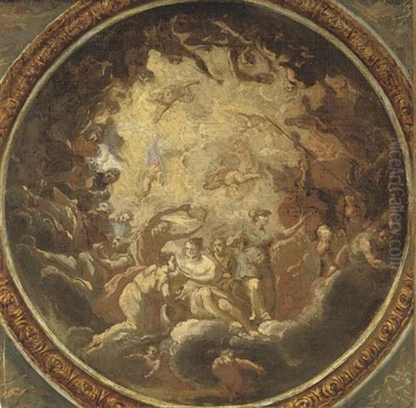 Allegory Of Peace - Study For A Ceiling Oil Painting by Antonio Verrio