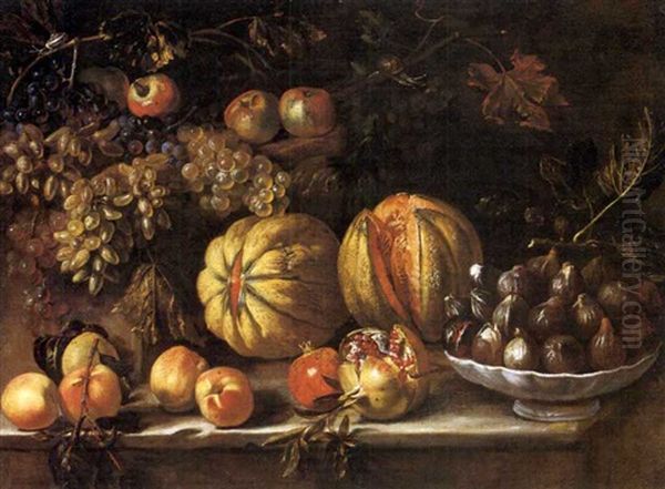 Natura Morta Di Frutta Con Alzata Di Fichi Oil Painting by Agostino Verrocchi