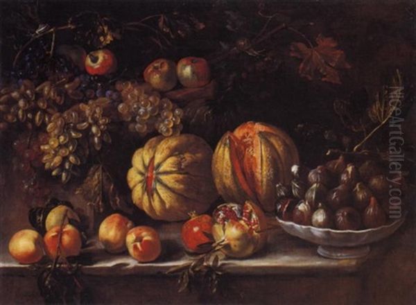 Natura Morta Di Frutta Con Alzata Di Fichi Oil Painting by Agostino Verrocchi