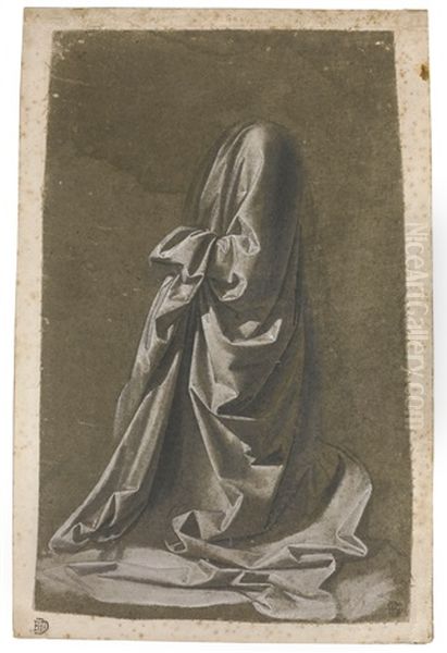 Drapery Study Of A Kneeling Figure Facing Left Oil Painting by Andrea Del Verrocchio