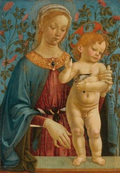 The Madonna And Child Resting At A Parapet Oil Painting by Andrea Del Verrocchio