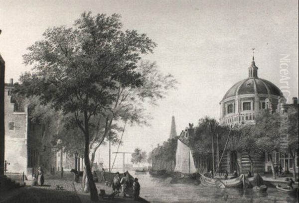 The Koepelkerk On The Singel, Amsterdam Oil Painting by Theodor (Dirk) Verryck