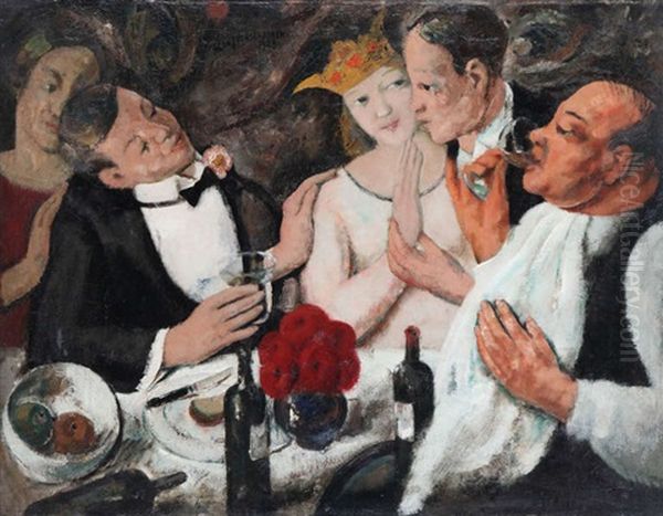 Banquet Oil Painting by Theodore Verschaeren