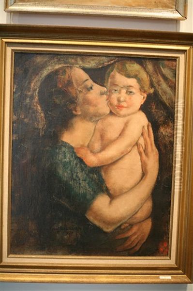 Mere Et Enfant Oil Painting by Theodore Verschaeren