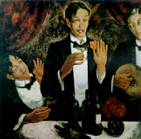 Les Trois Amis Oil Painting by Theodore Verschaeren