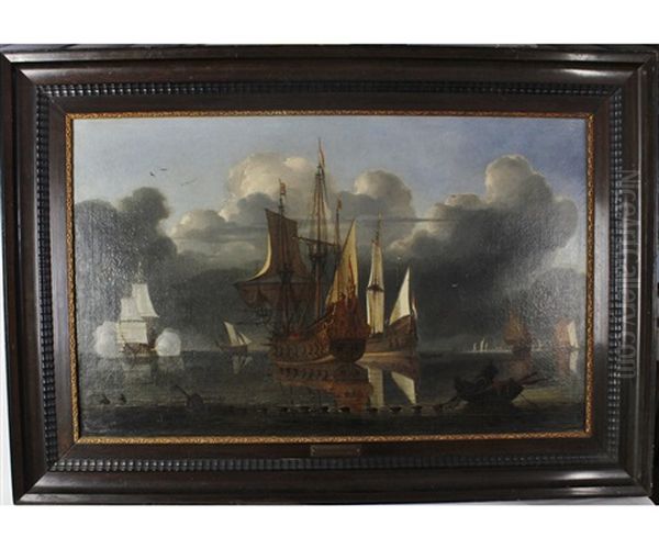 Galleon And Other Shipping In Calm Sea Oil Painting by Lieve Pietersz Verschuier