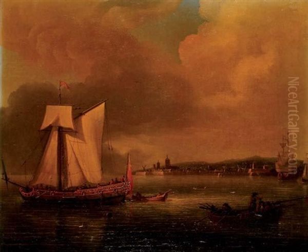 Bateau Anglais Devant Nimegue Oil Painting by Lieve Pietersz Verschuier