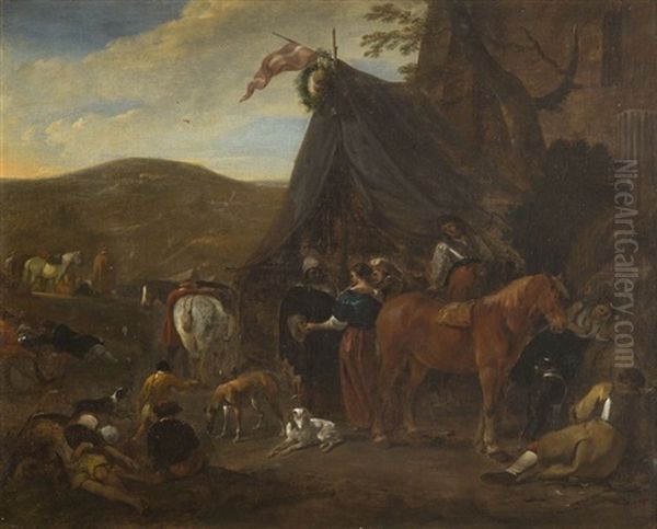 Encampment Oil Painting by Hendrick Verschuring