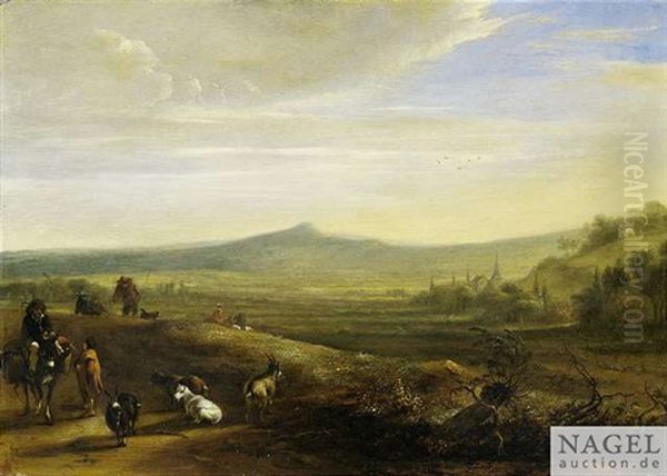 Extensive Landscape With Herdsmen Oil Painting by Hendrick Verschuring