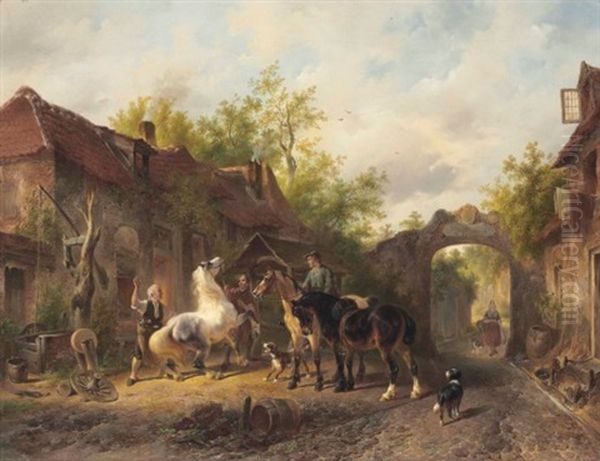 Visit To The Blacksmith Oil Painting by Wouter Verschuur the Elder