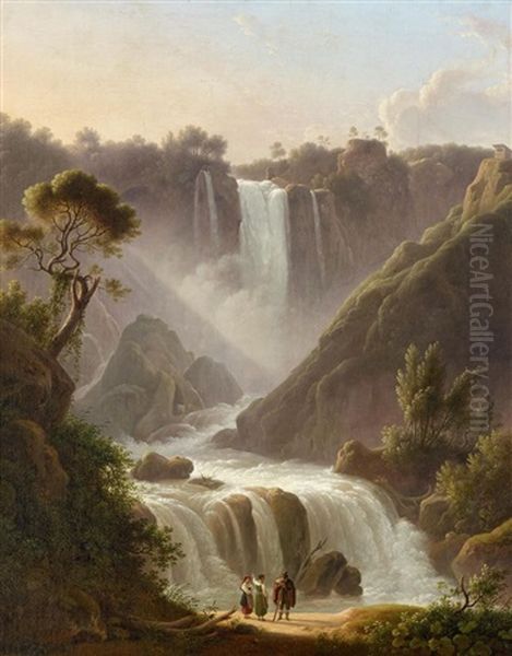 Wasserfall Bei Tivoli Oil Painting by Martin Verstappen