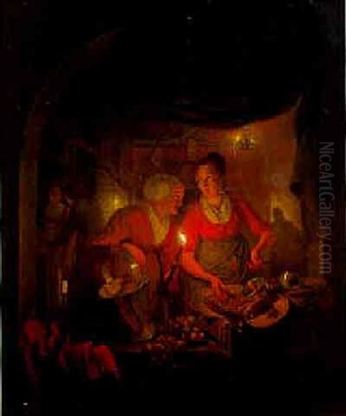 Night Market Oil Painting by Michiel Versteegh