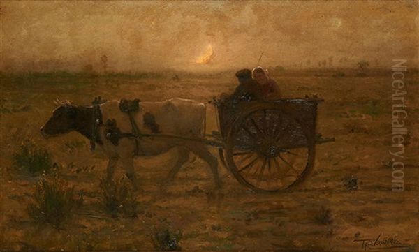 Retour Des Champs Dans Un Chariot Attele Oil Painting by Theodor Verstraete