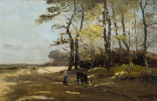 Landschaft Mit Frau Und Kuh Oil Painting by Theodor Verstraete