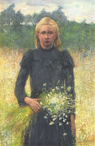 Meisje Met Veldbloemen by Theodor Verstraete