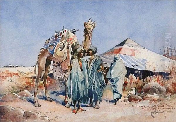 Tentesmaures A N Dar Tout, Saint-louis Du Senegal Oil Painting by Maurice Briault