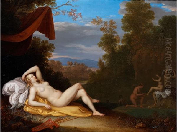 Schlafende Diana Mit Badenden Nymphen Oil Painting by Daniel Vertangen