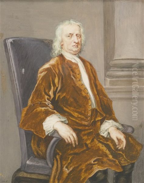 Sir Isaac Newton, Three-quarter Length, Seated In An Armchair Oil Painting by George Vertue