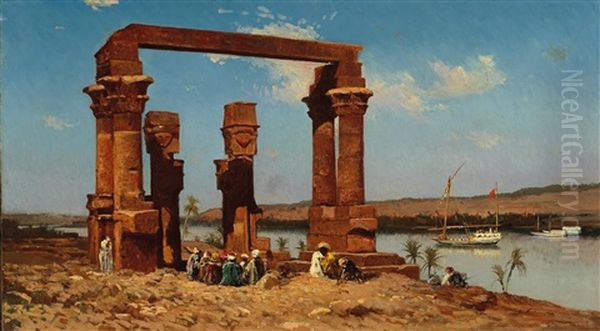 By The Nile Oil Painting by Achille Vertunni