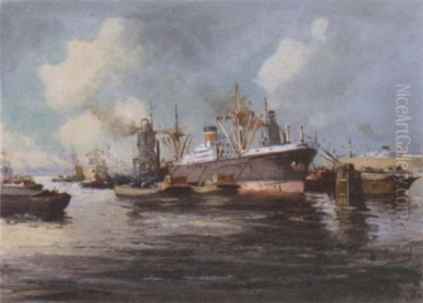 Rotterdam Harbour Oil Painting by Adriaen de Verveer