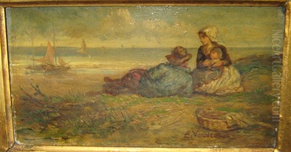 Famille Dans Les Dunes Oil Painting by Elchanon Verveer