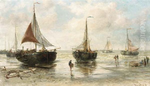 Unloading The Catch Oil Painting by Maurits Verveer