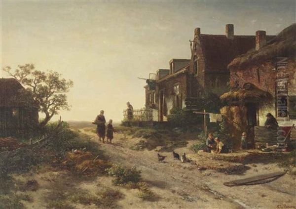 In De Duinen Te Scheveningen (the Dunes Of Scheveningen) Oil Painting by Salomon Leonardus Verveer