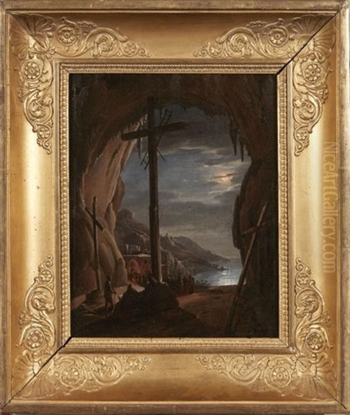 Procession Vue D'une Grotte Oil Painting by Frans Vervloet