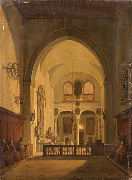 Vue De L'interieur De La Cathedrale De Palerme Oil Painting by Frans Vervloet