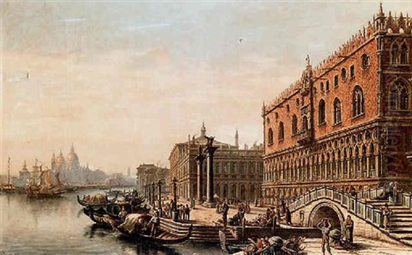 Veduta Di Palazzo Ducale A Venezia Oil Painting by Victor Vervloet