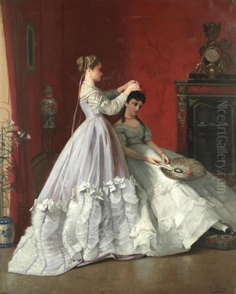 Preparing For The Ball Oil Painting by Charles Louis Verwee