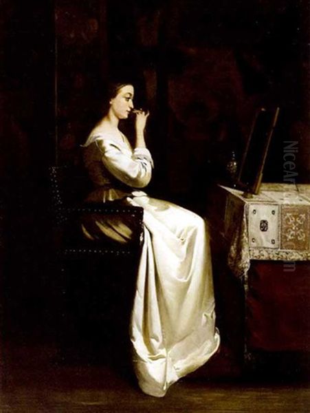 The Looking Glass Oil Painting by Charles Louis Verwee