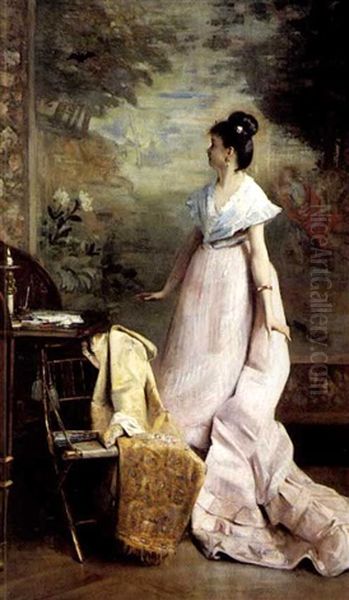 An Unexpected Visitor Oil Painting by Charles Louis Verwee